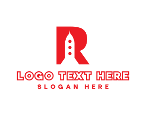 Negative Space - Rocket Ship Letter R logo design
