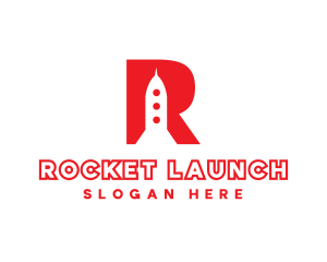 Rocket Ship Letter R logo design