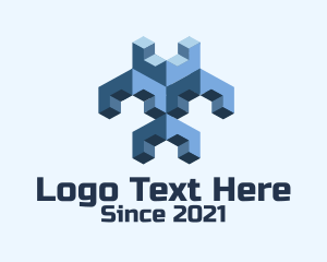Techno - 3D Gaming Blocks logo design
