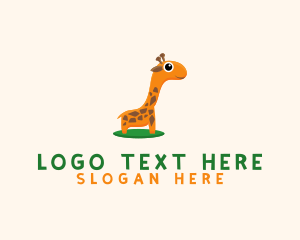 Kindergarten - Baby Giraffe Animal logo design