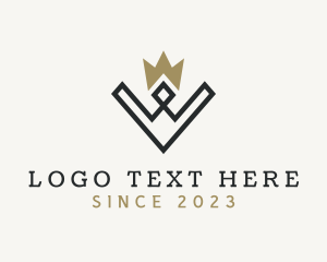 Gold - Diamond Crown Letter W logo design