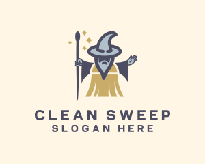 Cleaning Magic Wizard logo design