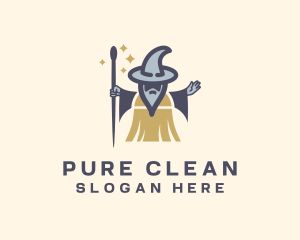 Cleaning Magic Wizard logo design