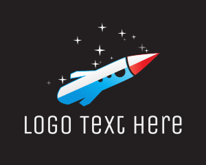 Missile - Blue Space Rocket logo design