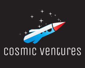 Space - Blue Space Rocket logo design