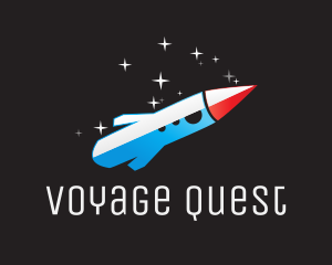 Exploration - Blue Space Rocket logo design