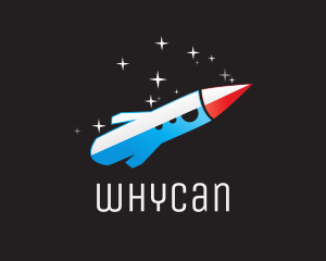 Spaceship - Blue Space Rocket logo design