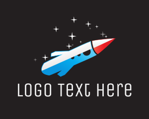 Exploration - Blue Space Rocket logo design
