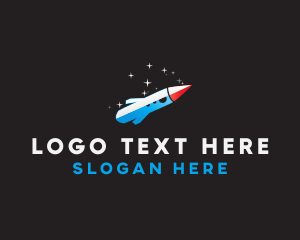 Stargazing - Blue Space Rocket logo design