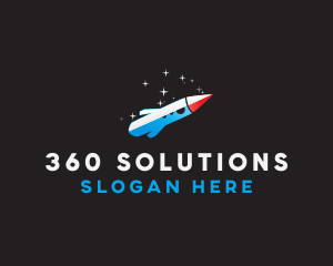 Blue Space Rocket  logo design