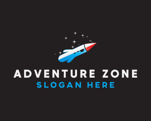 Blue Space Rocket  logo design