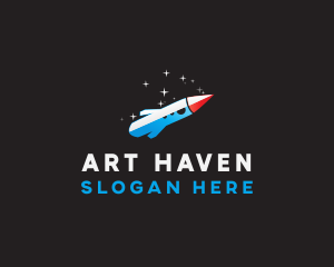 Blue Space Rocket  logo design