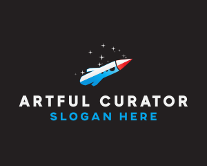 Blue Space Rocket  logo design