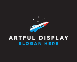 Blue Space Rocket  logo design