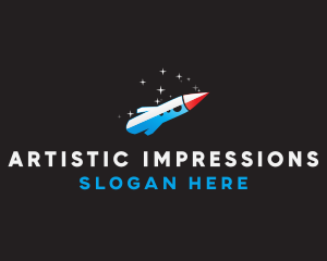 Blue Space Rocket  logo design