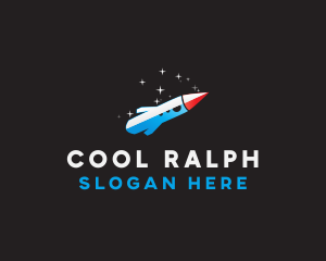 Blue Space Rocket  logo design