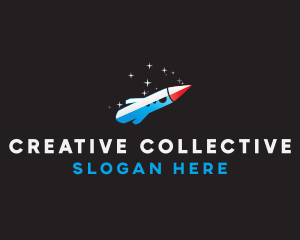 Blue Space Rocket  logo design