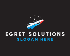 Blue Space Rocket  logo design