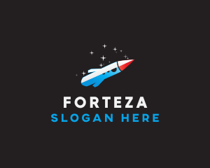 Blue Space Rocket  logo design