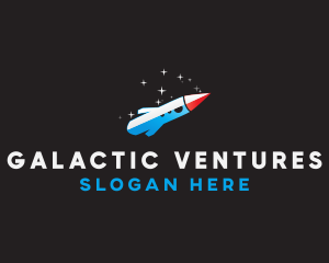Spaceship - Blue Space Rocket logo design