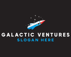 Blue Space Rocket  logo design