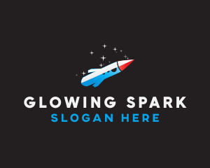 Blue Space Rocket  logo design