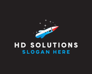 Blue Space Rocket  logo design