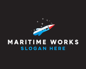 Blue Space Rocket  logo design