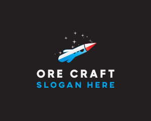 Blue Space Rocket  logo design