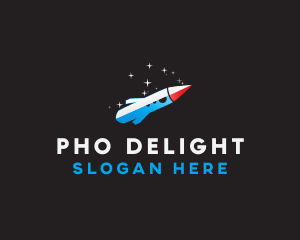 Blue Space Rocket  logo design