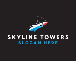 Blue Space Rocket  logo design