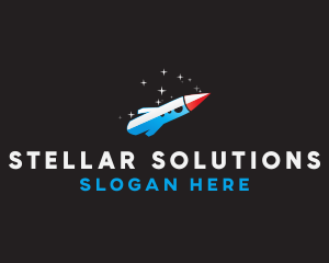 Universe - Blue Space Rocket logo design