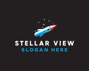 Stargazing - Blue Space Rocket logo design