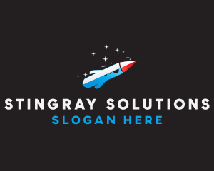 Blue Space Rocket  logo design