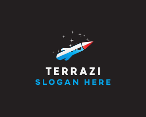 Blue Space Rocket  logo design