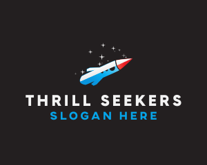 Blue Space Rocket  logo design