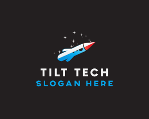 Blue Space Rocket  logo design