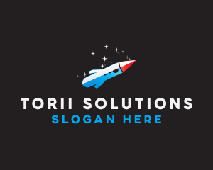 Blue Space Rocket  logo design