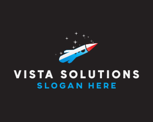 Blue Space Rocket  logo design