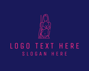 Lounge - Neon Nightclub Lady logo design