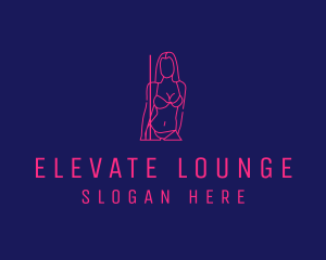Lounge - Neon Nightclub Lady logo design