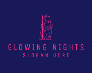 Neon Lights - Neon Nightclub Lady logo design
