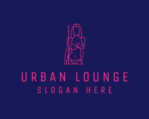 Lounge - Neon Nightclub Lady logo design