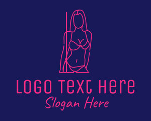 Lingerie - Neon Nightclub Lady logo design