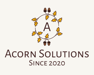 Acorn Autumn Leaves  logo design