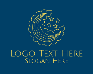 Outer Space - Yellow Crescent Stars logo design