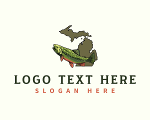 Map - Michigan Trout Fish logo design