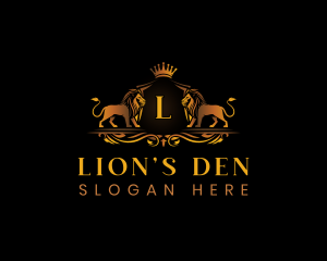 Premium Crown Lion logo design