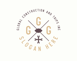 Hipster Handyman Wrench logo design