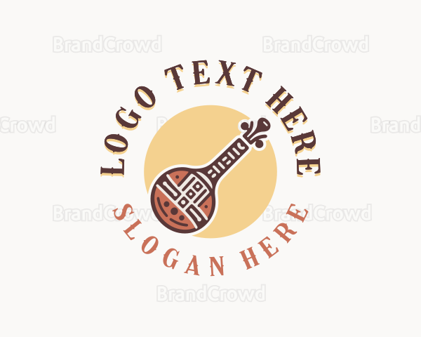 African Banjo Instrument Logo